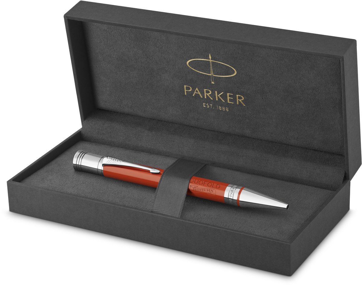 Parker Duofold balpen | Classic Big Red Vintage | Medium punt met zwarte navulling | Premium geschenkdoos